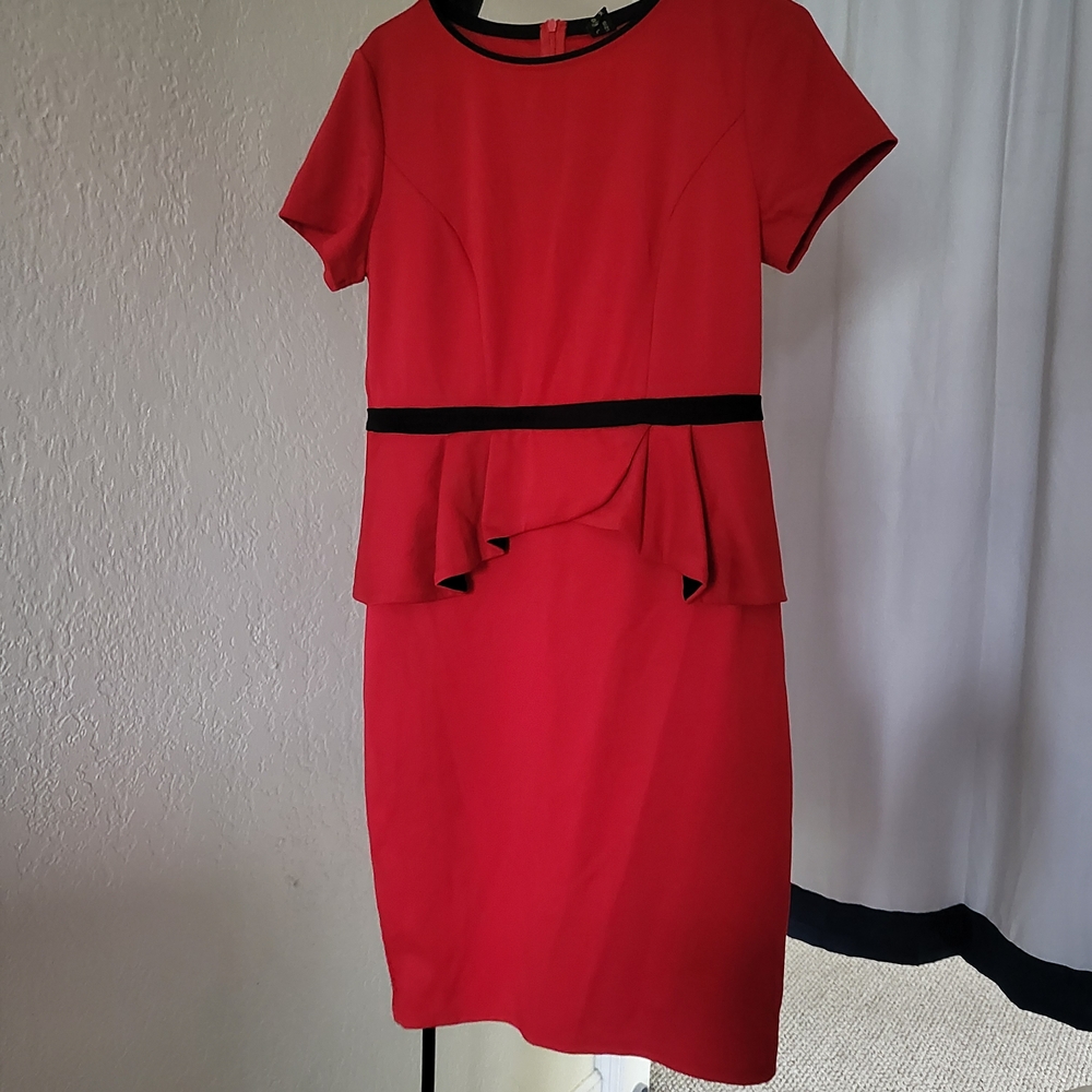 Elegant Red Peplum Dress